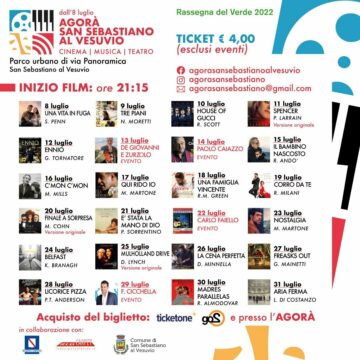 San Sebastiano al Vesuvio. Film concerti e spettacoli alla Villa Comunale, l’Agorà parte l’8 luglio