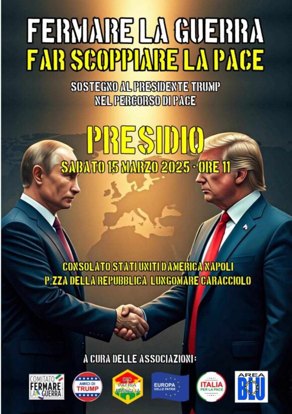 Napoli. Presidio a sostegno di Trump al Consolato Usa, sabato 15 marzo. Presenti anche il magistrato Luigi Bobbio e Piero Diodato, già consigliere regionale