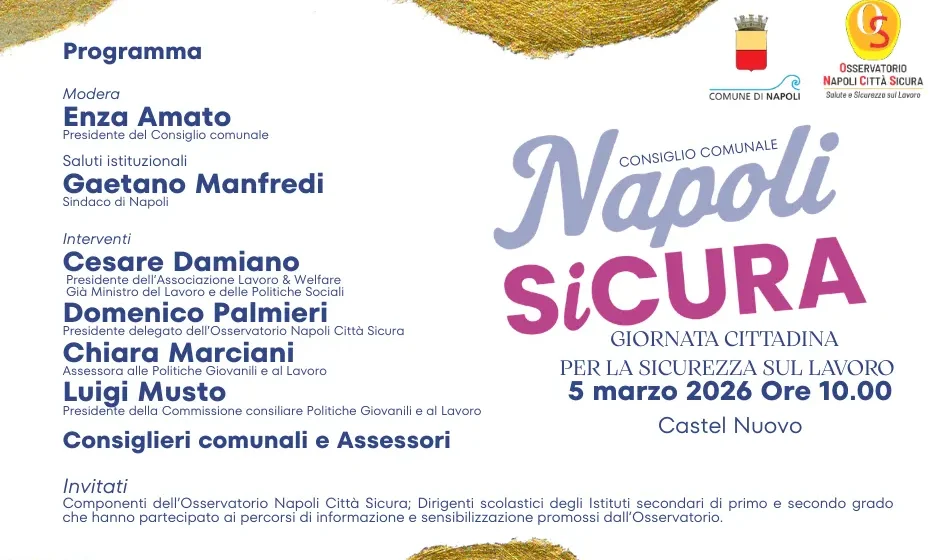 Giornata-cittadina-per-la-sicurezza-sul-lavoro.png Napoli SiCura, domani al Maschio Angioino la Giornata cittadina per la sicurezza sul lavoro