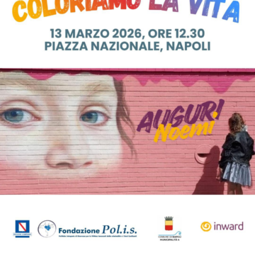 “Coloriamo la Vita”: Napoli celebra l’undicesimo compleanno di Noemi Staiano con il restyling del murales a Piazza Nazionale